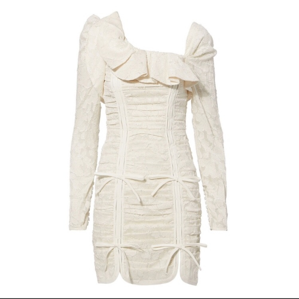 Self portrait Floral Fil-Coupe Ruffled Mini Dress